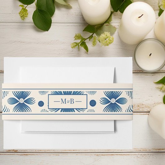 Trouwbloemen uit het midden van de eeuw | Crème |  Uitnodigingen Wikkel