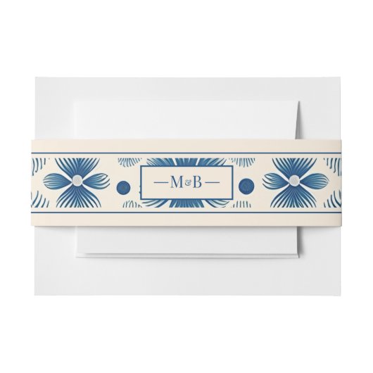 Trouwbloemen uit het midden van de eeuw | Crème |  Uitnodigingen Wikkel (Voorkant Voorbeeld)