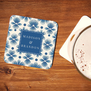 Trouwbloemen uit het midden van de eeuw Volledig Kartonnen Onderzetters