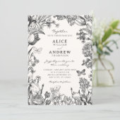 Trouwbloemen vintage botanisch kaart (Staand voorkant)