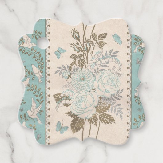 Trouwbloemen Vlinders Duiven Gift Labels (Voorkant)