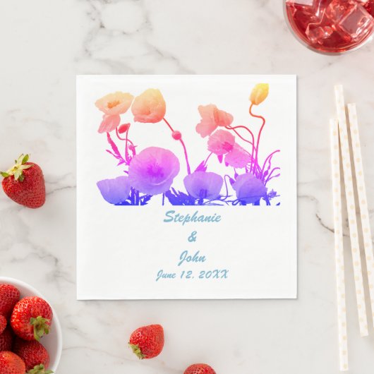 Trouwbloemen Waterverf Bloemen Poppy  Servet (Insitu)