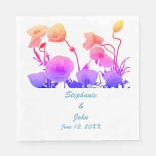 Trouwbloemen Waterverf Bloemen Poppy  Servet