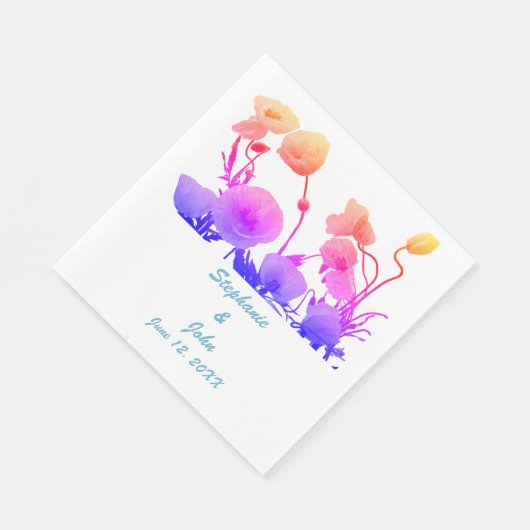 Trouwbloemen Waterverf Bloemen Poppy  Servet (Hoek)