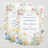 Trouwbloemen Waterverf Botanische Lente Tuin Kaart (Voorkant / Achterkant)