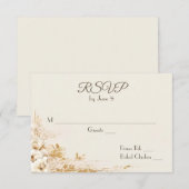 Trouwbloemenboeket op ivoorkleurige RSVP (Voorkant / Achterkant)