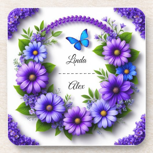 Trouwbloemenkrans Bier Onderzetter (Voorkant)