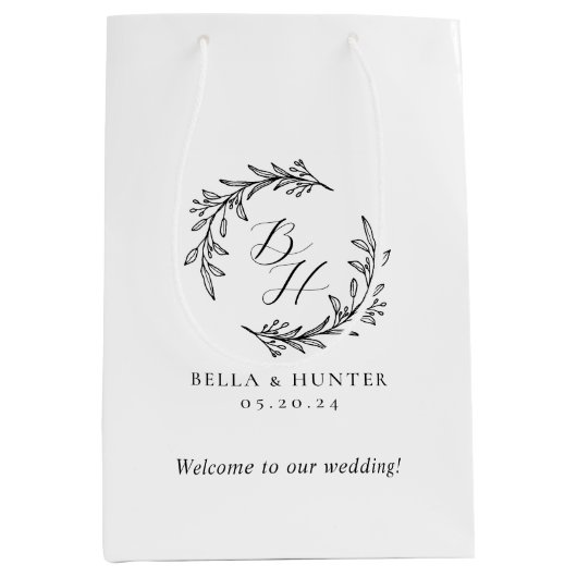 Trouwbloemenkrans Bruiloft Initiaal Monogram Welko Medium Cadeauzakje (Voorkant)