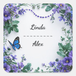 Trouwbloemenkrans Vierkante Sticker