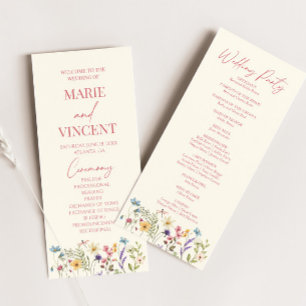 Trouwbloementuin Bloemige Wilde Bloemen Bruiloft Programmakaart