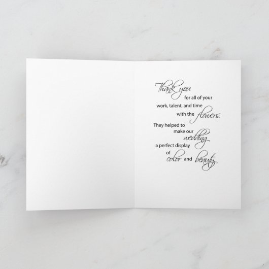 Trouwbloemist, Dank je wel, Stick Figures Bruid Bedankkaart (Binnen)