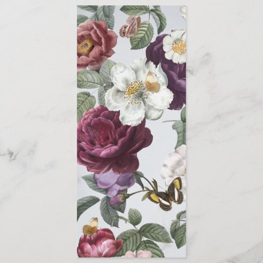 Trouwbloesem Bloemen Vlinder  Menu (Achterkant)