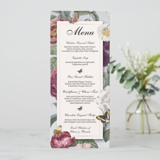 Trouwbloesem Bloemen Vlinder  Menu (Staand voorkant)