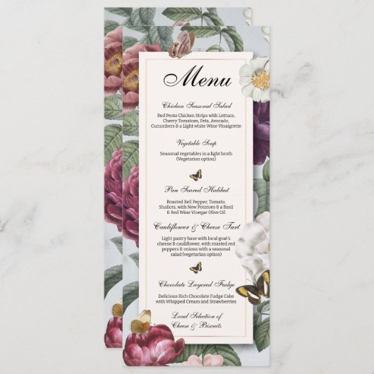 Trouwbloesem Bloemen Vlinder  Menu (Voorkant / Achterkant)