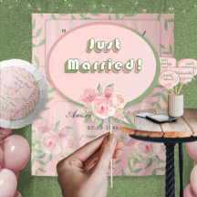 Trouwblush roze trendy bloemen foto booth rekwisie