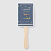 Trouwboek Hand Fan Modern Navy Programma Handwaaier (Voorkant)