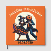 Trouwboek met Jack-o'-lantaarn en heks Gastenboek (Voorkant)