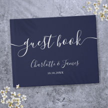 Trouwboek met marineblauw signature schrift