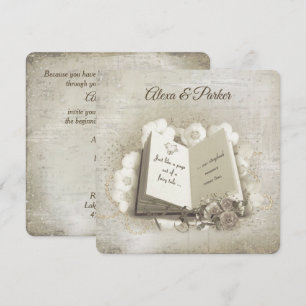 Trouwboek met rozen en parels in vintage stijl kaart
