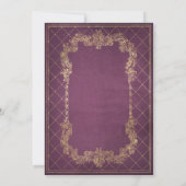 Trouwboek met violette rode goudkleurige vintage u kaart (Achterkant)