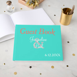 Trouwboek Sunset Hearts Turquoise Gastenboek
