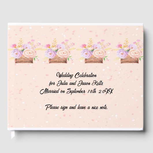 Trouwboek voor Peach Rustic Floral Wedding Gastenboek (Voorkant)