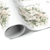 Trouwboeket van Witte Lelies en Groene Bladeren Cadeaupapier (Rol Hoek)