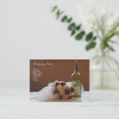 Trouwboeket & wijnfles visitekaartje (Staand voorkant)