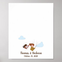 Trouwboekje met vingerafdrukken voor gasten poster