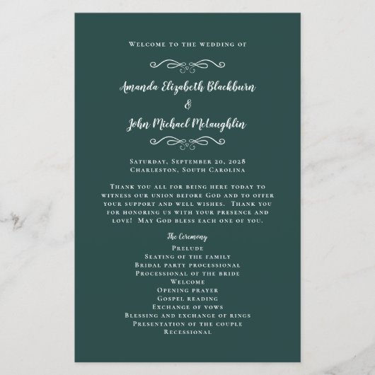 Trouwboekjes Emerald Modern Trouwprogramma's (Voorkant)