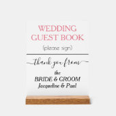 Trouwboeknamen Witte Roze Roos Acryl Bord (Voorkant)