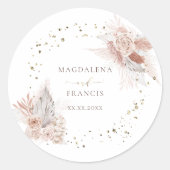 trouwboho-bloemen ronde sticker (Voorkant)