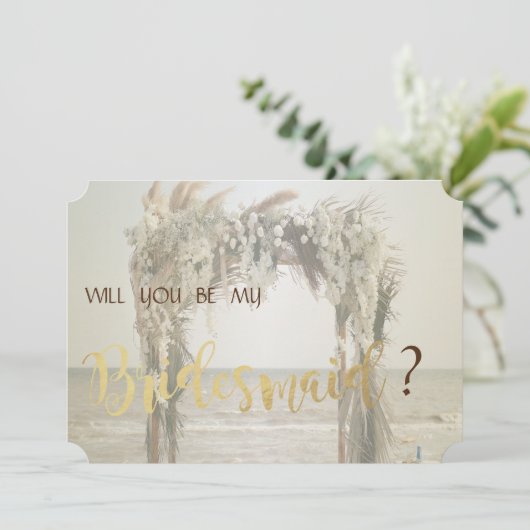 Trouwboog bruidsmeisje kaart aan het strand (Staand voorkant)