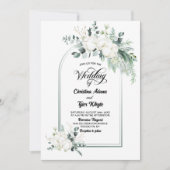 Trouwboog met katoenen bloemen en eucalyptus kaart (Voorkant)