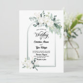 Trouwboog met katoenen bloemen en eucalyptus kaart (Staand voorkant)