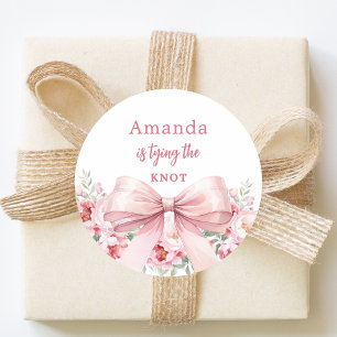 Trouwboog met roze bloemen Bruidsdouche Ronde Sticker
