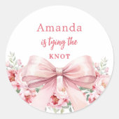 Trouwboog met roze bloemen Bruidsmeisjesfeest Ronde Sticker (Voorkant)