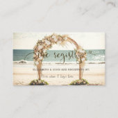 Trouwboog op het strand rozen huwelijksregister informatiekaartje (Voorkant)