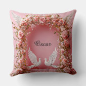 Trouwboog Roze Rozen Witte Duiven Liefde 🌸 Kussen (Achterkant)