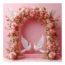 Trouwboog Roze Rozen Witte Duiven 🌸🕊️💖✨