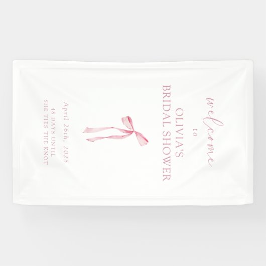 Trouwboog Roze Strik Bruidsfeest Welkom Spandoek (Horizontaal)