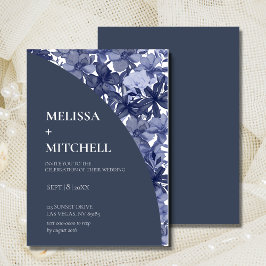 Trouwboog Waterverf Navy Blue Floral Kaart