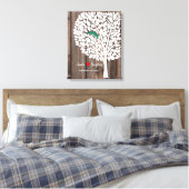 Trouwboom Handtekening Gastenboek Vogels blauwgroe Canvas Afdruk (Insitu (Slaapkamer))