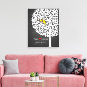 Trouwboom Handtekening Gastenboek Vogels Geel Canvas Afdruk (Insitu (Woonkamer))