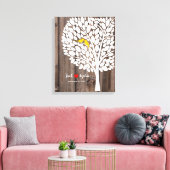 Trouwboom Handtekening Gastenboek Vogels Geel Hout Canvas Afdruk (Insitu (Woonkamer))