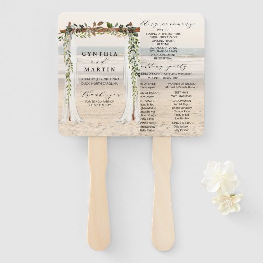 Trouwboom Strand Handventilatoren Handwaaier (Voorkant en achterkant)