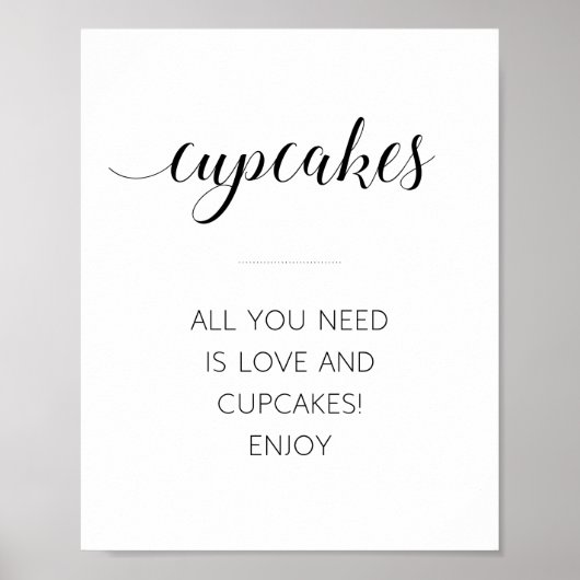 Trouwbord 'All You Need Is Love And Cupcakes' Poster (Voorkant)