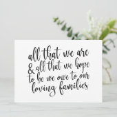 Trouwbord 'Alles wat we zijn in zwart en wit' Kaart (Staand voorkant)