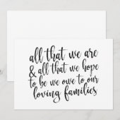 Trouwbord 'Alles wat we zijn in zwart en wit' Kaart (Voorkant / Achterkant)