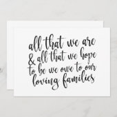 Trouwbord 'Alles wat we zijn in zwart-wit Kaart (Voorkant / Achterkant)